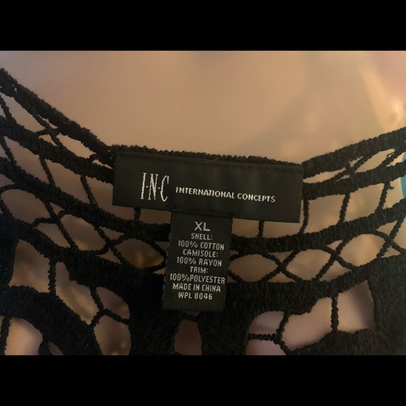 INC Black Fringe Crochet Top - Picture 2 of 7